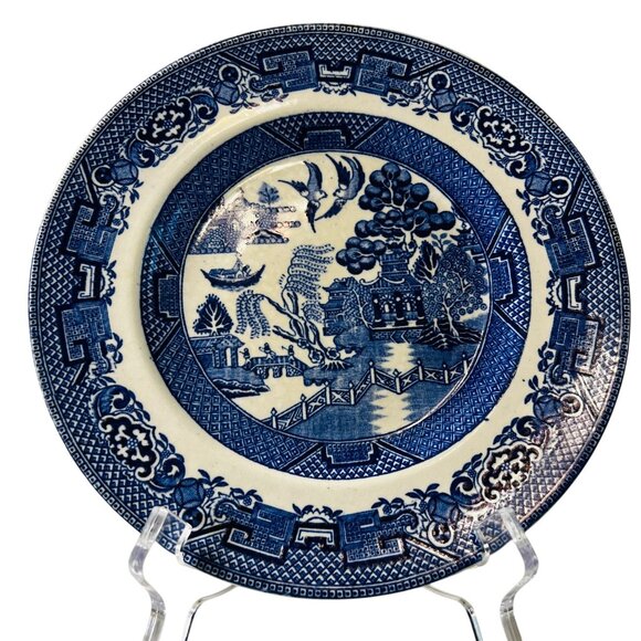 Set Of 2 V.R. Midwinter Willow Pattern Plates Made In England Blue & White China - Picture 2 of 7